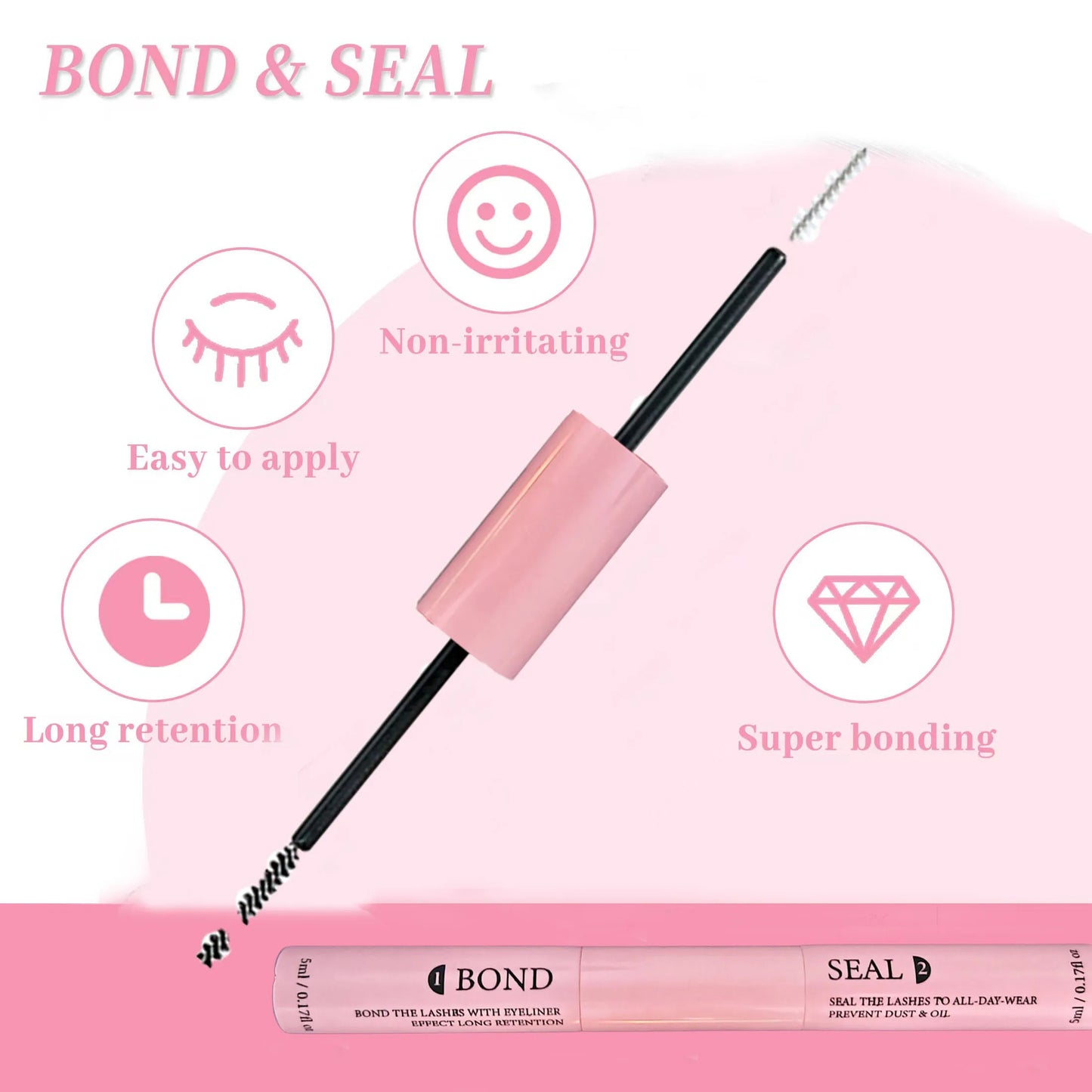 Lash Bond & Seal Kit with Glue Remover and Tweezers for Lash Extensions