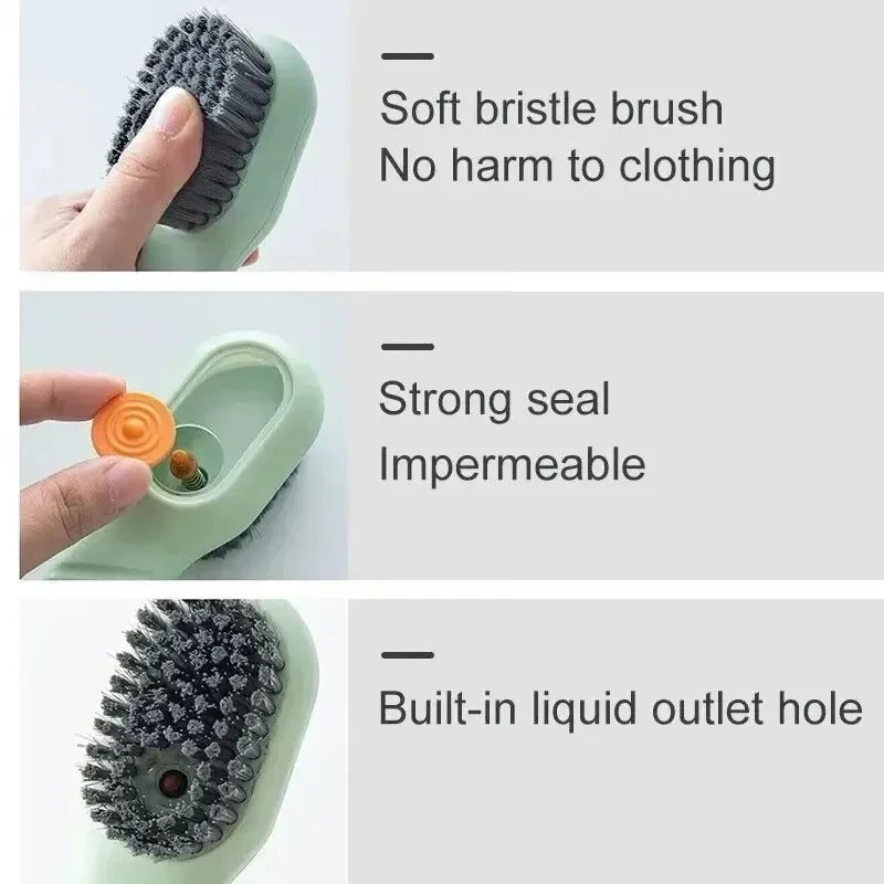 Multifunction Shoe Cleaning Brush with Liquid Dispenser & Long Handle