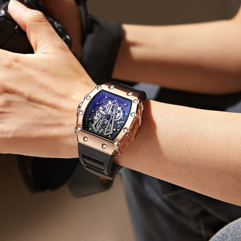 Men’s Large Dial Square Quartz Watch Waterproof Sport Luminous Wristwatch