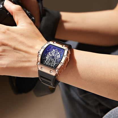 Men’s Large Dial Square Quartz Watch Waterproof Sport Luminous Wristwatch