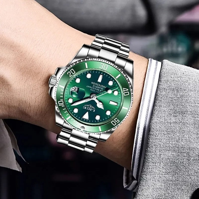LIGE Men’s Luxury Diver Watch 30ATM Waterproof Quartz Sport Date Watch