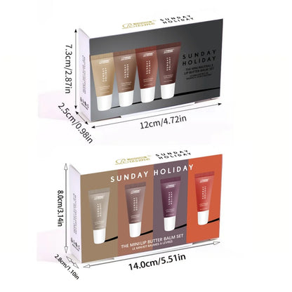 4Pcs Lip Gloss Set Moisturizing Natural Portable Long Lasting Makeup Kit