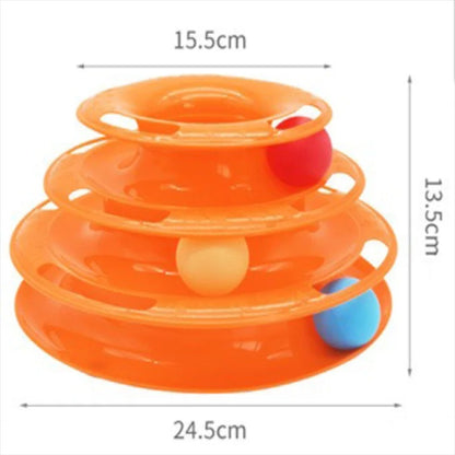 3 Layer Cat Toy Ball Track Tower Interactive Turntable Pet Play Toy