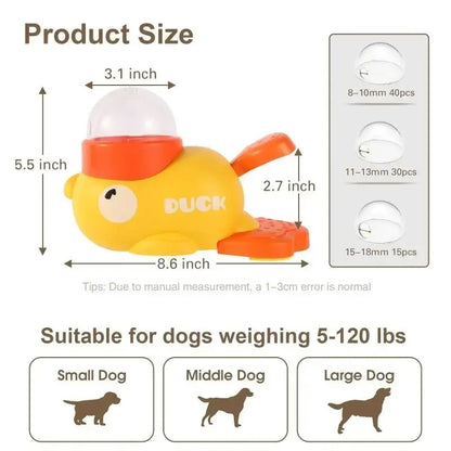 2-in-1 Dog Treat Dispenser Toy Cartoon Duck Slow Feeder Training Toy