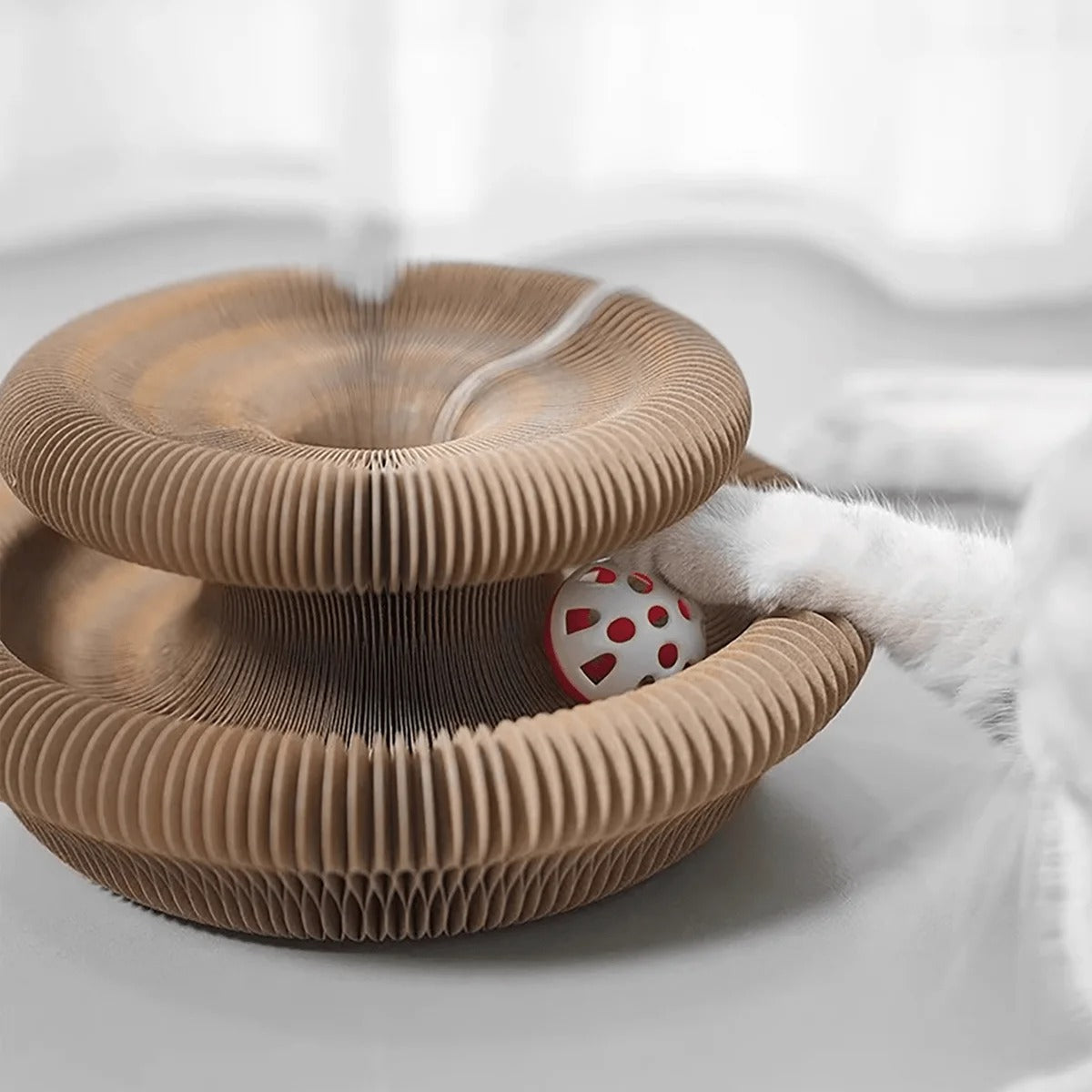 Foldable Cat Scratcher Cardboard Toy with Bell Catnip Multi Level Claw