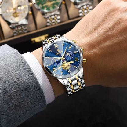 POEDAGAR Luxury Men’s Chronograph Watch Waterproof Stainless Steel Quartz