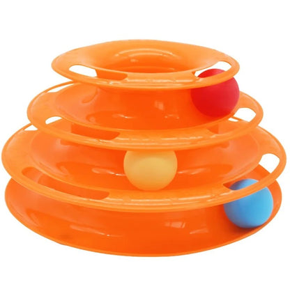 3 Layer Cat Toy Ball Track Tower Interactive Turntable Pet Play Toy