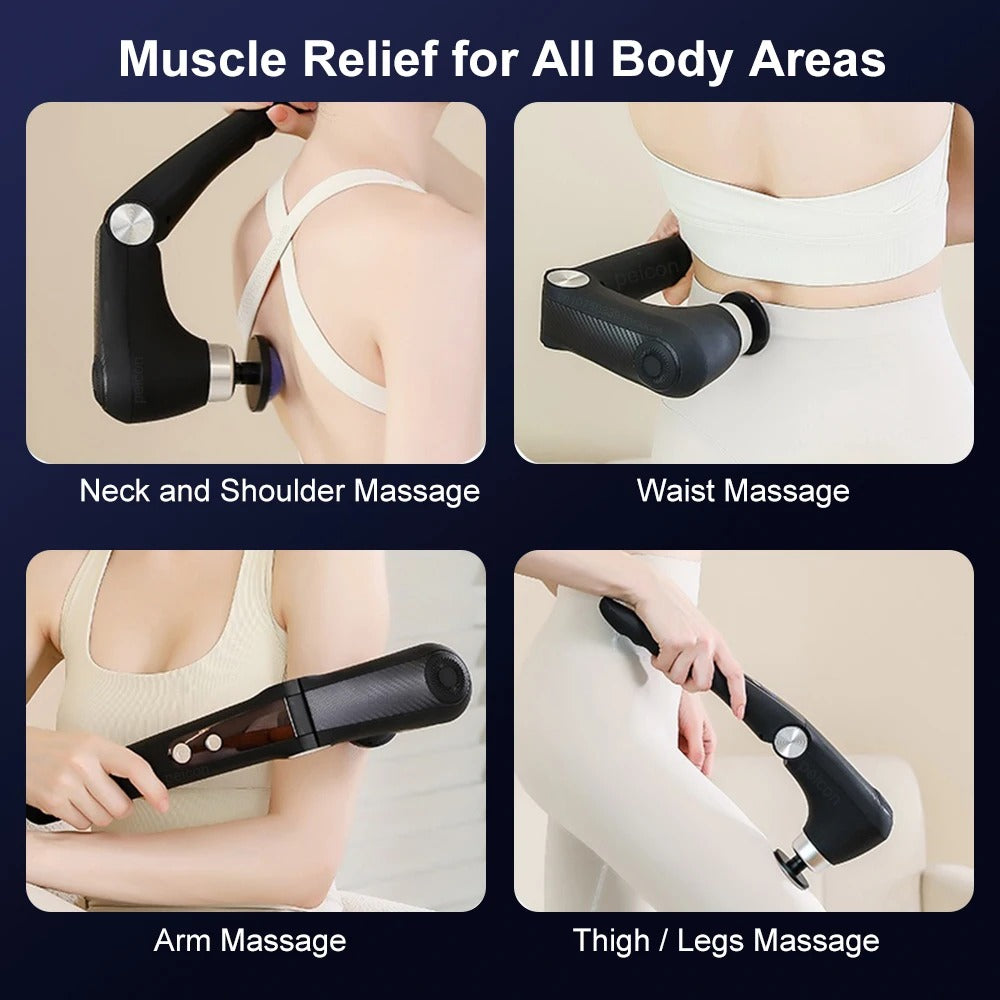 Electric Fascia Massage Gun with Handle for Neck Back Shoulder & Body