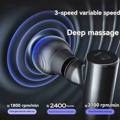 Mini LCD Massage Gun 6 Heads Portable Electric Muscle Massager for Body