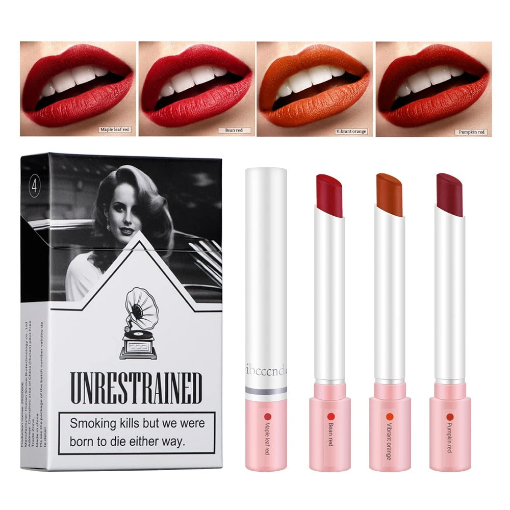 4 Colors Lipstick Set Matte Waterproof Long Lasting Lip Tint Gloss Kit