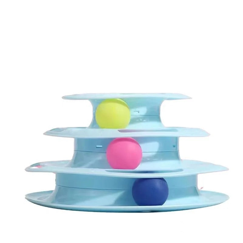 3 Layer Cat Toy Ball Track Tower Interactive Turntable Pet Play Toy