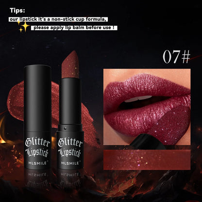 7 Colors Glitter Lipstick Waterproof Long Lasting Metallic Lip Gloss Set