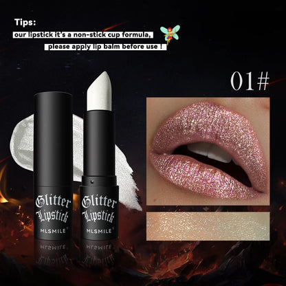7 Colors Glitter Lipstick Waterproof Long Lasting Metallic Lip Gloss Set