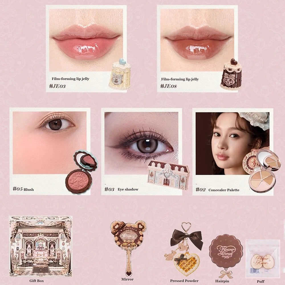 Flower Knows Sweetie Bear Makeup Box Set 10PCS Eyeshadow Blush Lip Kit