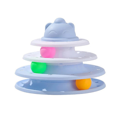 3 Layer Cat Toy Ball Track Tower Interactive Turntable Pet Play Toy