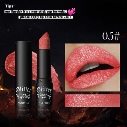 7 Colors Glitter Lipstick Waterproof Long Lasting Metallic Lip Gloss Set