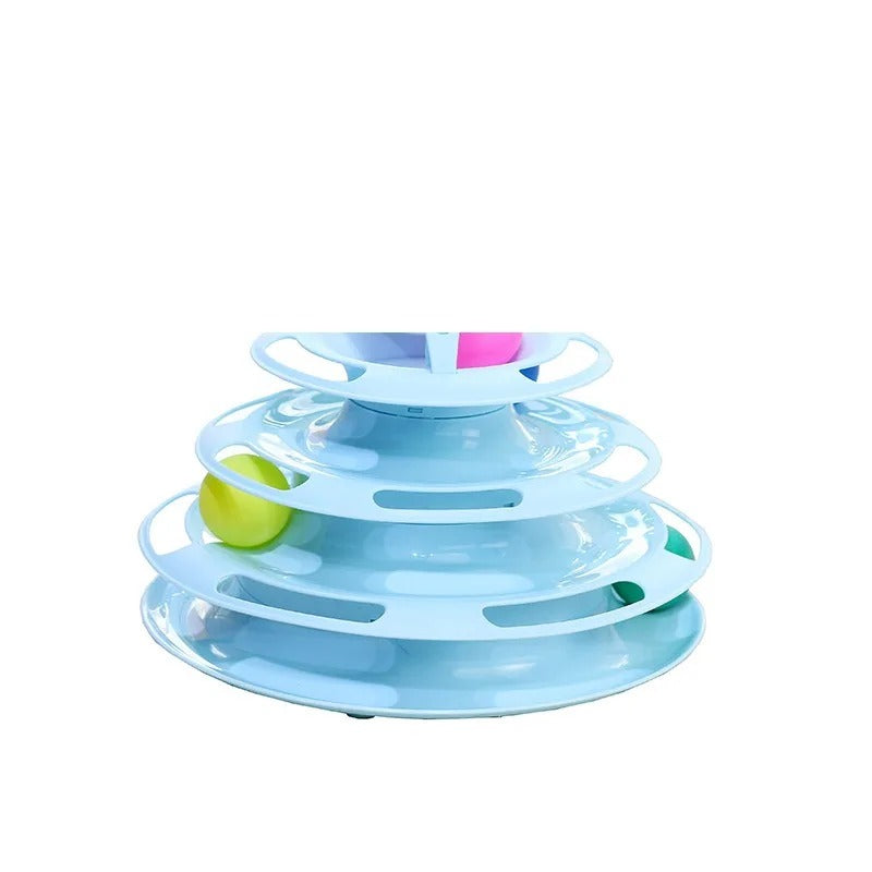 3 Layer Cat Toy Ball Track Tower Interactive Turntable Pet Play Toy